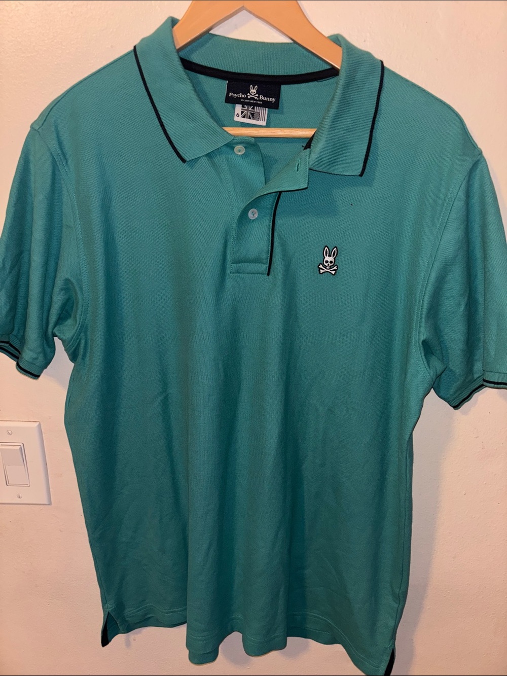 Psycho Bunny Men's Aqua Polo with Contrast Trim